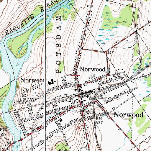 Topographic Map of Norwood Library, NY