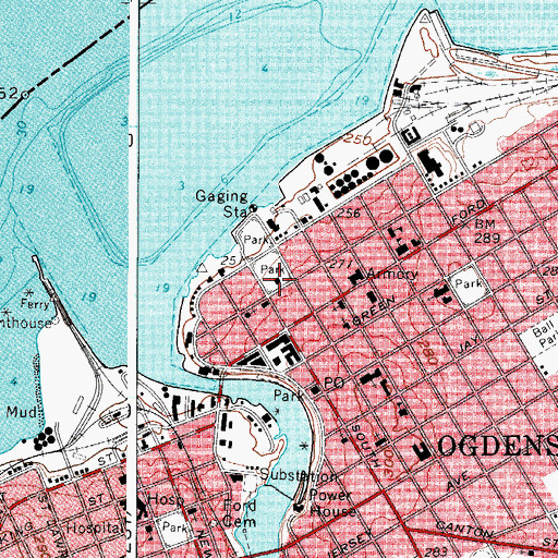 Topographic Map of Ogdensburg Public Library, NY