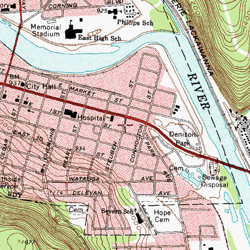 Topographic Map of The Alternative School for Math and Science, NY