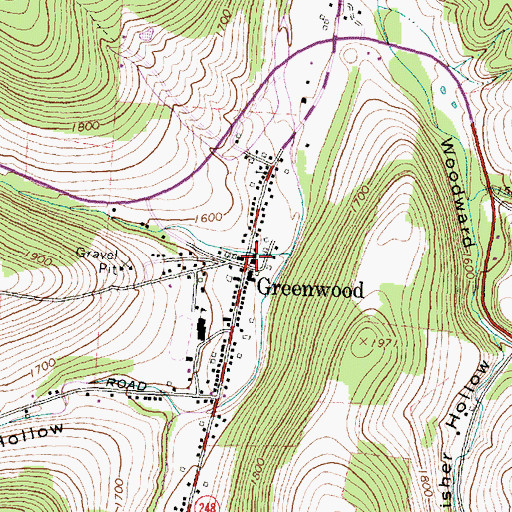 Topographic Map of Greenwood Post Office, NY