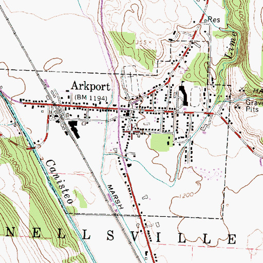 Topographic Map of Arkport Post Office, NY