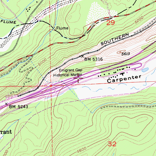 Topographic Map of Emigrant Gap Historical Marker, CA