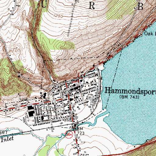 Topographic Map of Hammondsport Post Office, NY