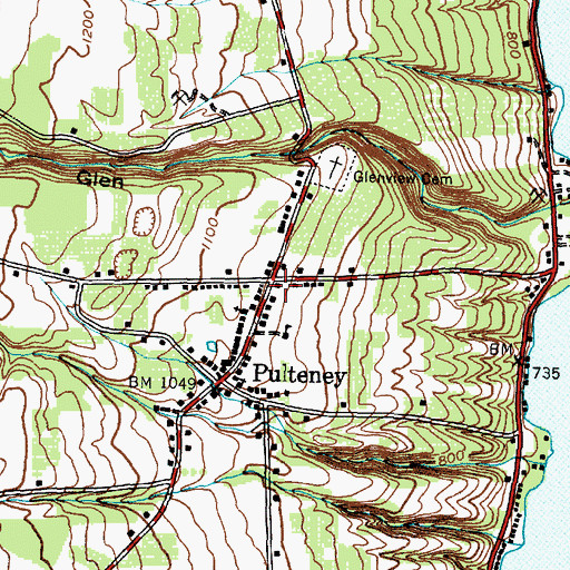 Topographic Map of Pulteney Post Office, NY