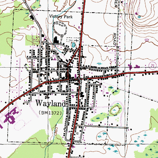 Topographic Map of Wayland Post Office, NY