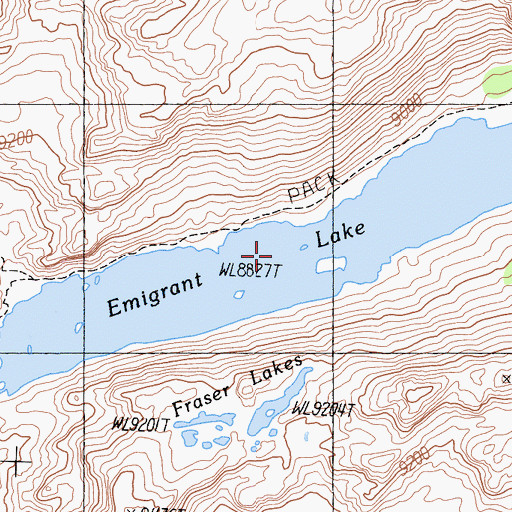 Topographic Map of Emigrant Lake, CA