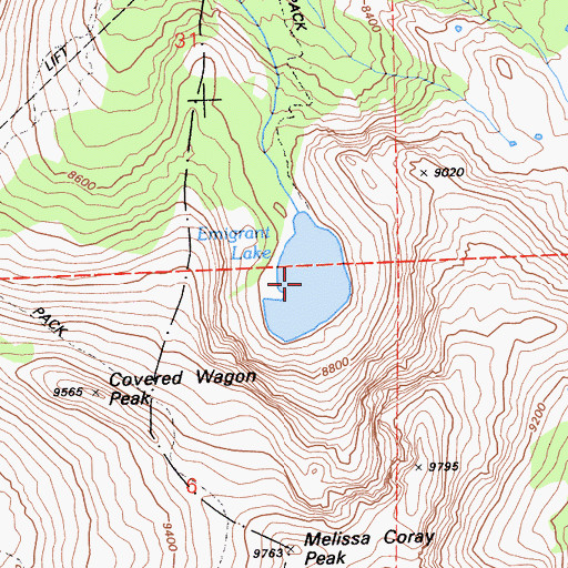 Topographic Map of Emigrant Lake, CA