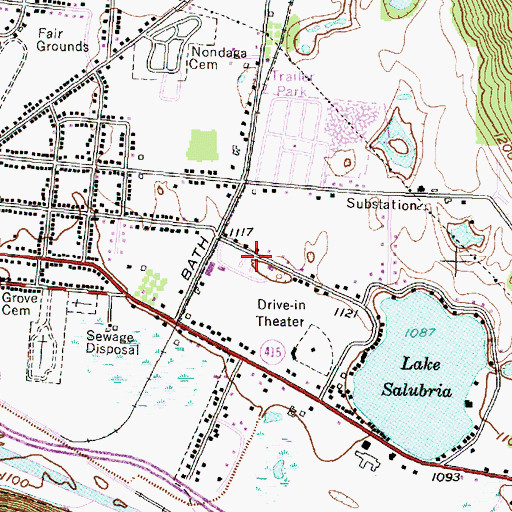Topographic Map of Old Field Mobile Home Park, NY
