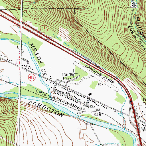 Topographic Map of Victory Village Mobile Home Park, NY