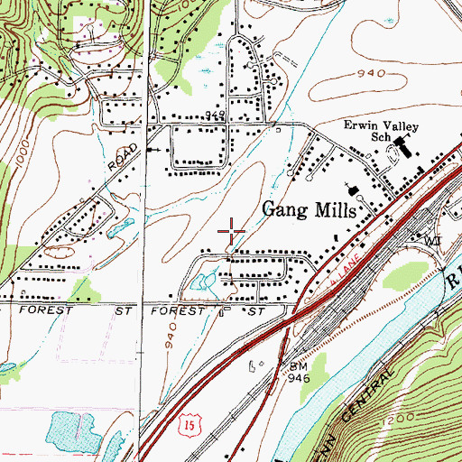 Topographic Map of The Waters of Three Rivers, NY