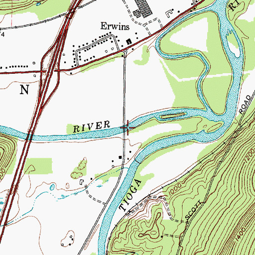 Topographic Map of Canisteo River Bridge, NY