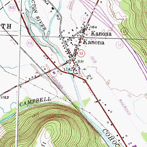 Topographic Map of Cohocton River Bridge, NY