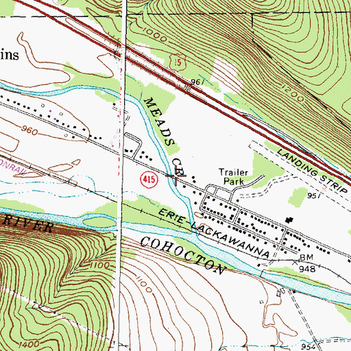 Topographic Map of Meads Creek Bridge, NY