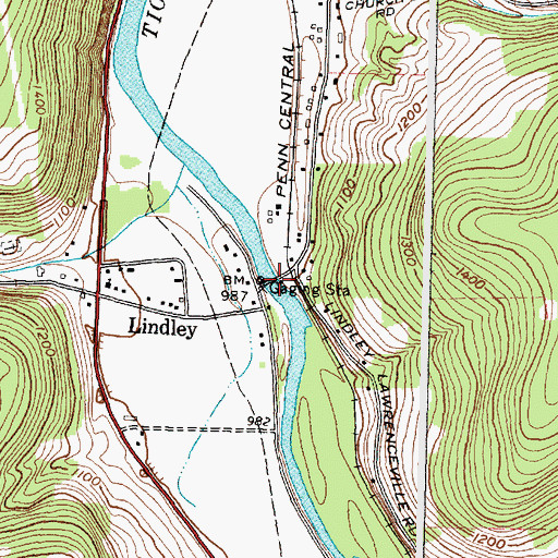 Topographic Map of Tioga River Bridge, NY
