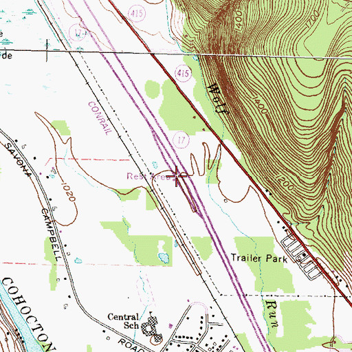 Topographic Map of Campbell Rest Area, NY