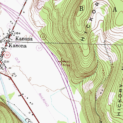 Topographic Map of Kanona Rest Area, NY