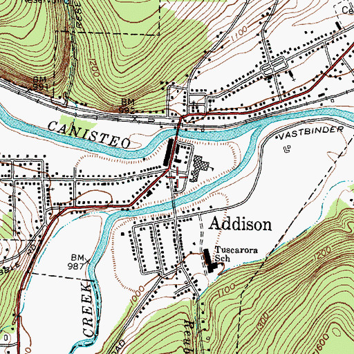 Topographic Map of Addison Public Library, NY