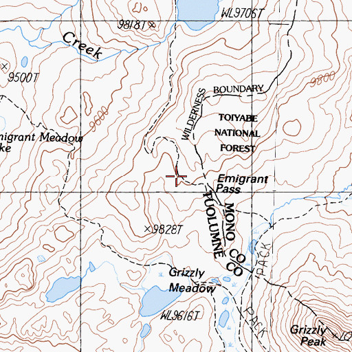 Topographic Map of Emigrant Pass, CA