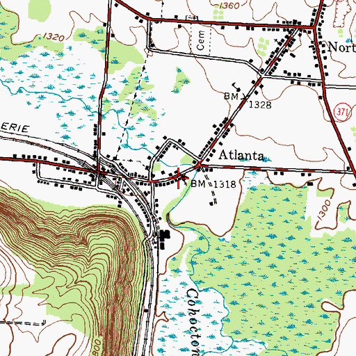 Topographic Map of E J Cottrell Memorial Library, NY