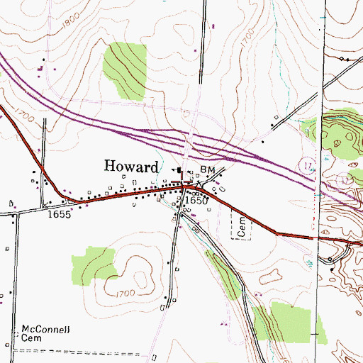 Topographic Map of Howard Public Library, NY