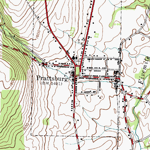 Topographic Map of Prattsburgh Free Library, NY