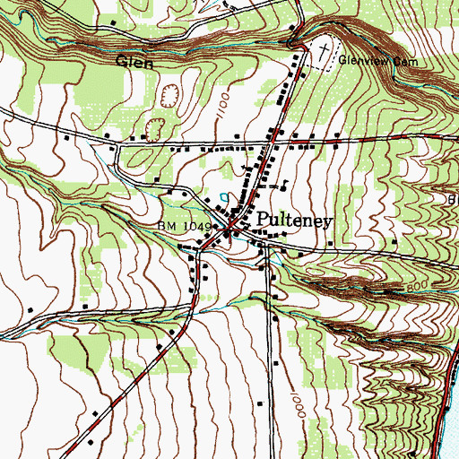 Topographic Map of Pulteney Free Library, NY