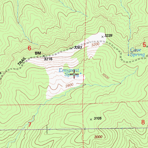 Topographic Map of Emigrant Spring, CA