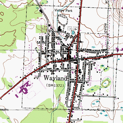 Topographic Map of Wayland Free Library, NY
