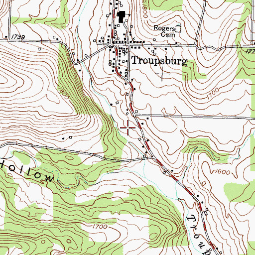 Topographic Map of Troupsburg Town Wastewater Treatment Facility, NY