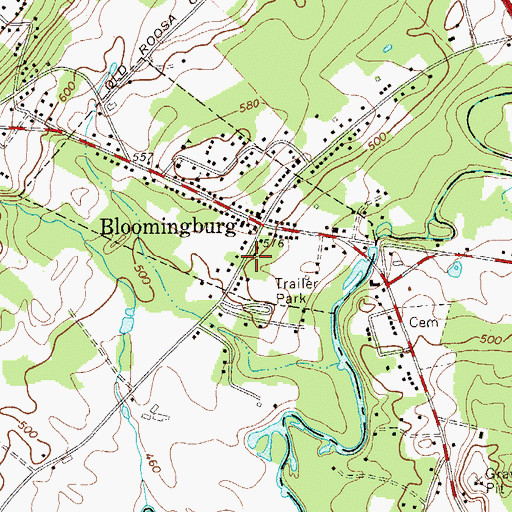 Topographic Map of Bloomingburg Post Office, NY