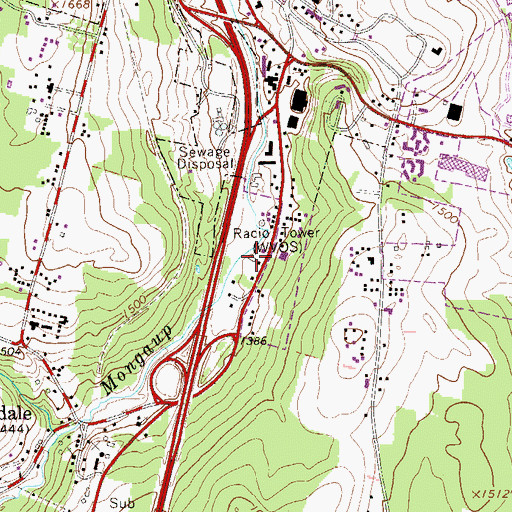 Topographic Map of Ferndale Post Office, NY