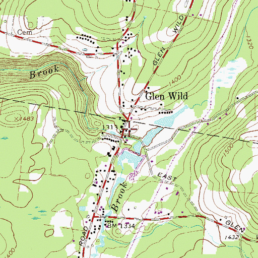 Topographic Map of Glen Wild Post Office, NY