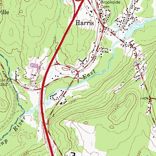 Topographic Map of Harris Post Office, NY
