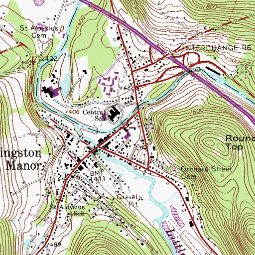 Topographic Map of Livingston Manor Post Office, NY