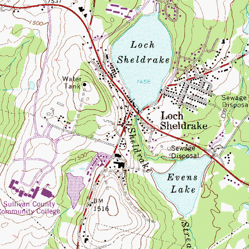 Topographic Map of Loch Sheldrake Post Office, NY