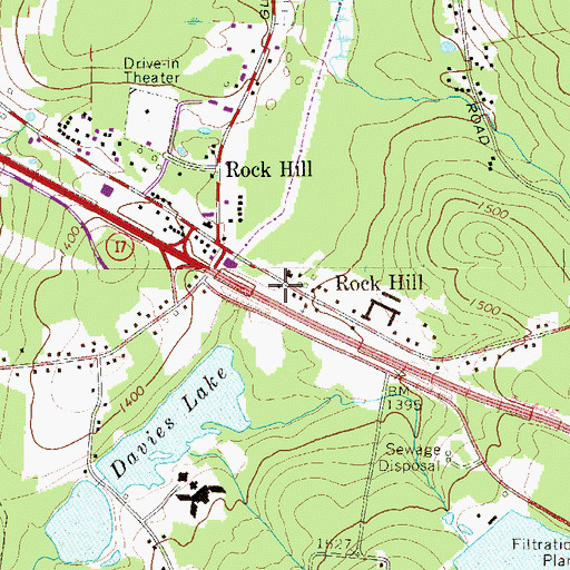 Topographic Map of Rock Hill Post Office, NY