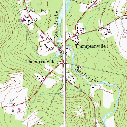 Topographic Map of Thompsonville Post Office, NY