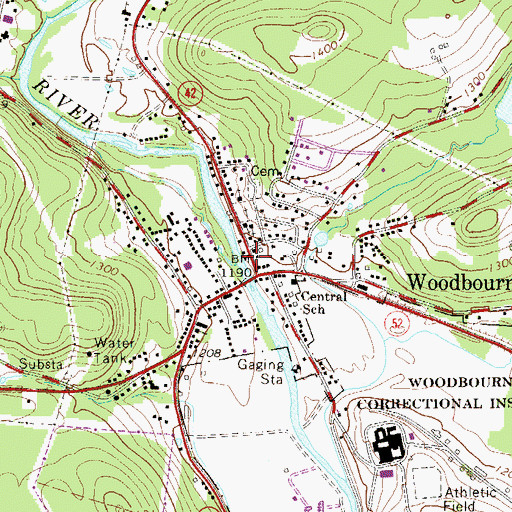 Topographic Map of Woodbourne Post Office, NY