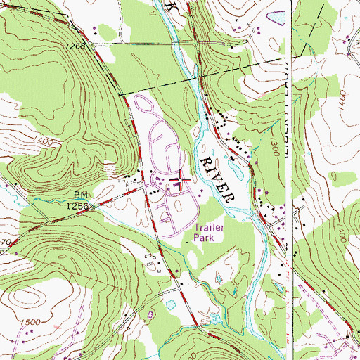 Topographic Map of Foxcroft Village Mobile Home Park, NY