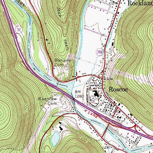 Topographic Map of Beaverkill Road Bridge, NY