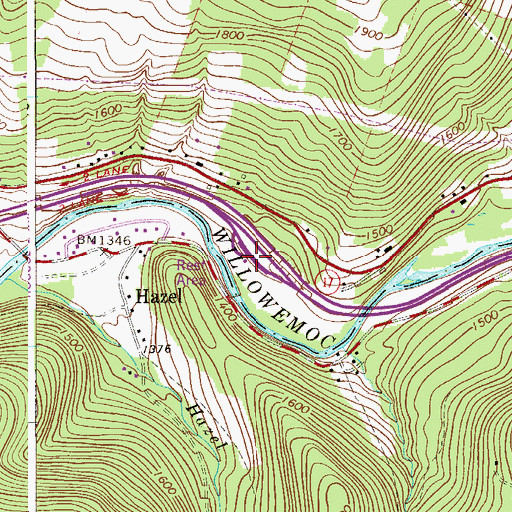 Topographic Map of Livingston Manor Rest Area, NY