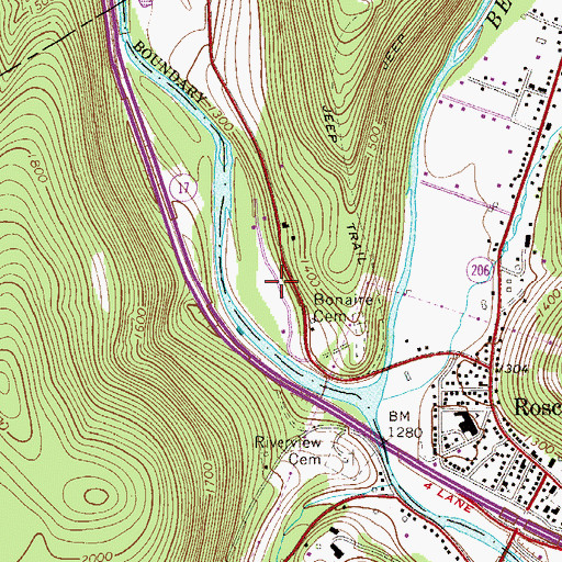 Topographic Map of Roscoe Campsites, NY