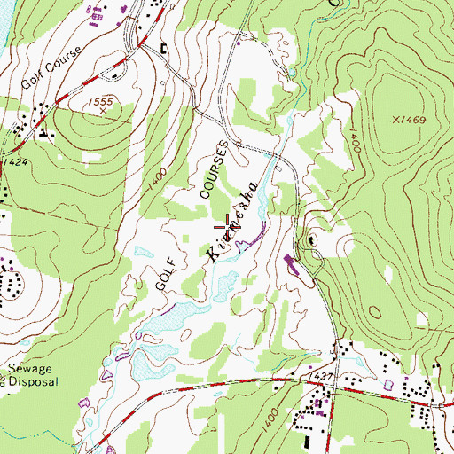 Topographic Map of Concord Resort and Golf Club, NY