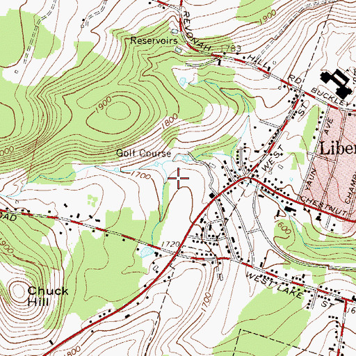 Topographic Map of Sullivan County Golf and Country Club, NY
