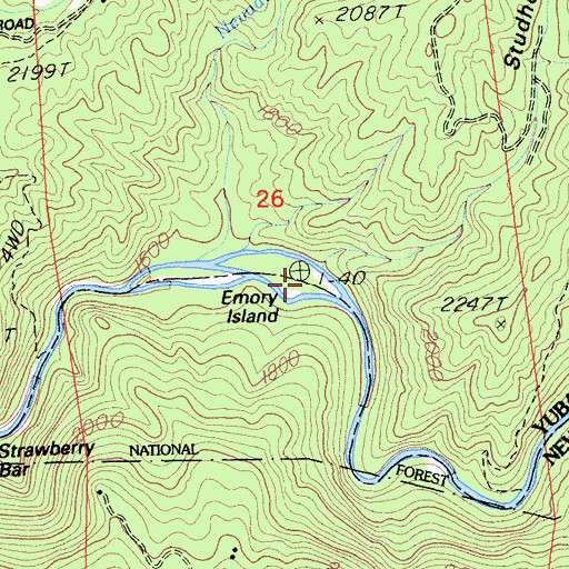 Topographic Map of Emory Island, CA