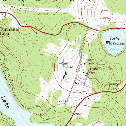 Topographic Map of Tennanah Lake Golf and Tennis Club, NY