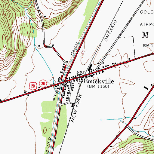 Topographic Map of Bouckville Post Office, NY