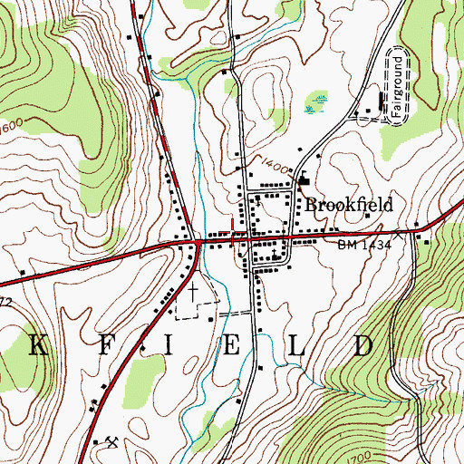 Topographic Map of Brookfield Post Office, NY