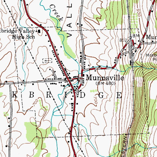 Topographic Map of Munnsville Post Office, NY