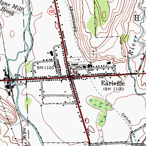 Topographic Map of Earlville Free Library, NY